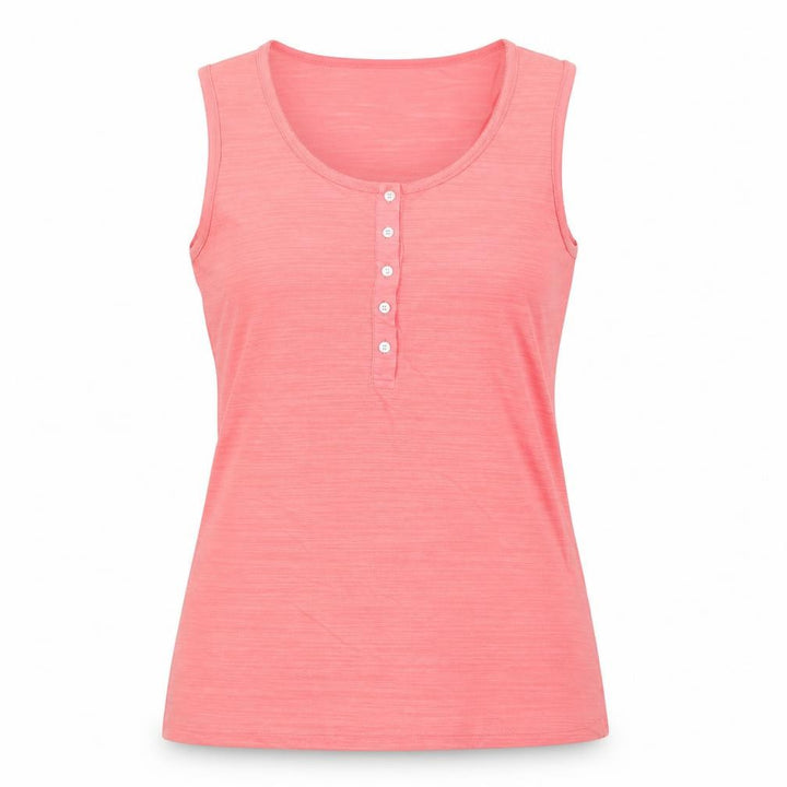 Monsoon Women Pink UK 12 Basic Jersey Scoop Neck Button Tank Top