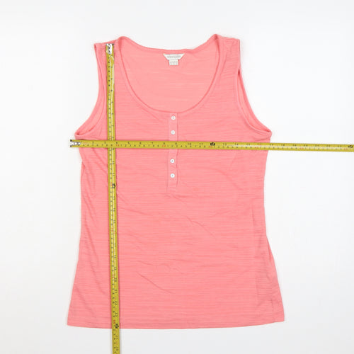 Monsoon Women Pink UK 12 Basic Jersey Scoop Neck Button Tank Top