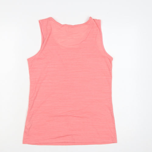 Monsoon Women Pink UK 12 Basic Jersey Scoop Neck Button Tank Top