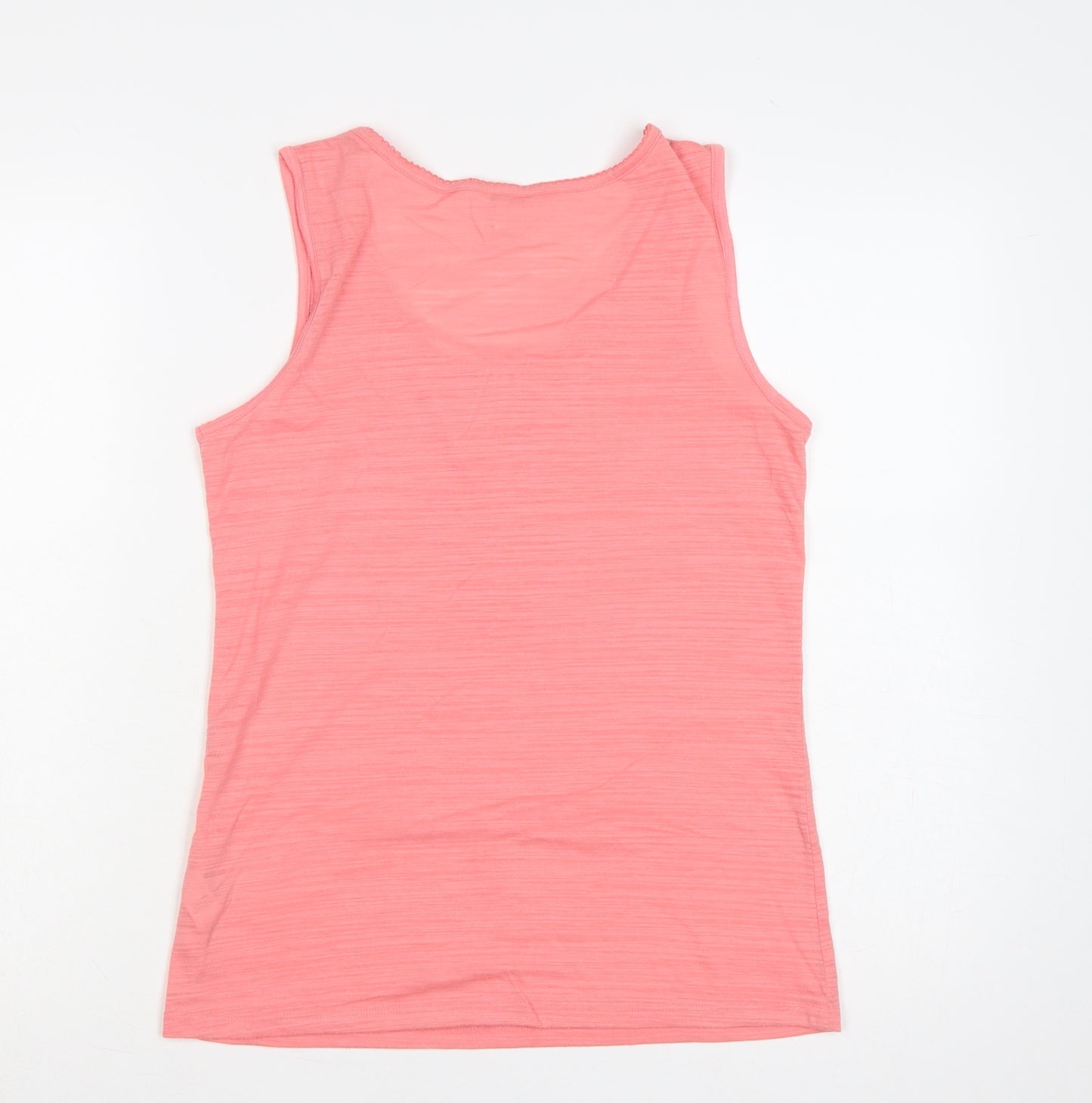 Monsoon Women Pink UK 12 Basic Jersey Scoop Neck Button Tank Top