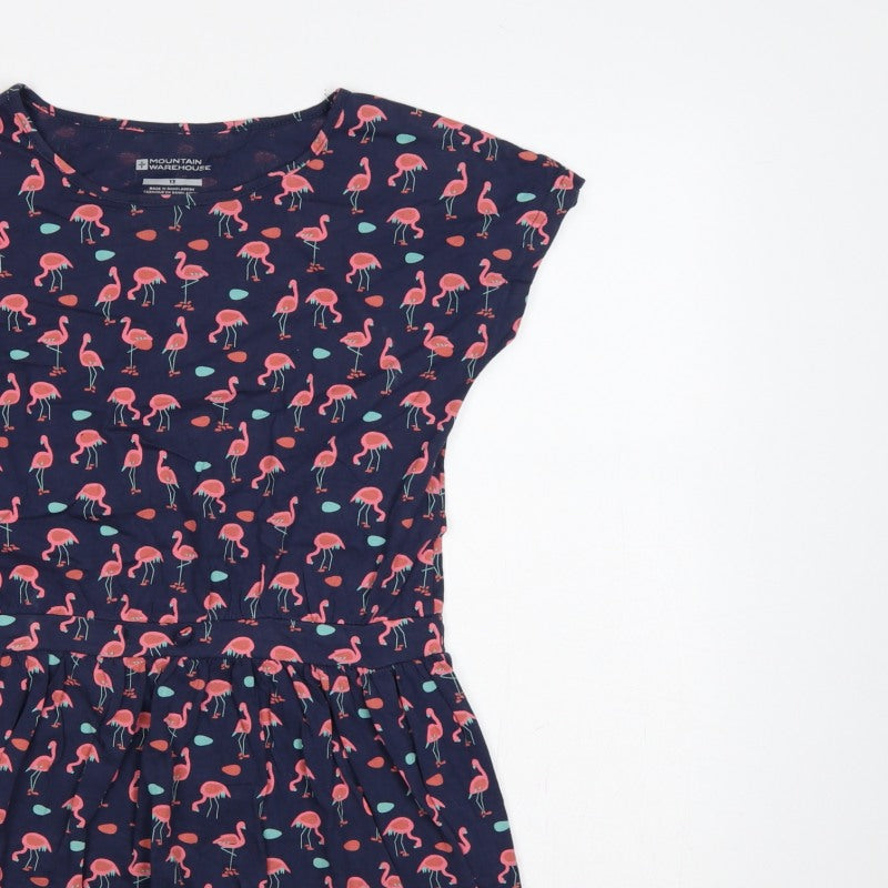 Mountain Warehouse Girls Blue Pink Flamingo Skater Dress Age 13