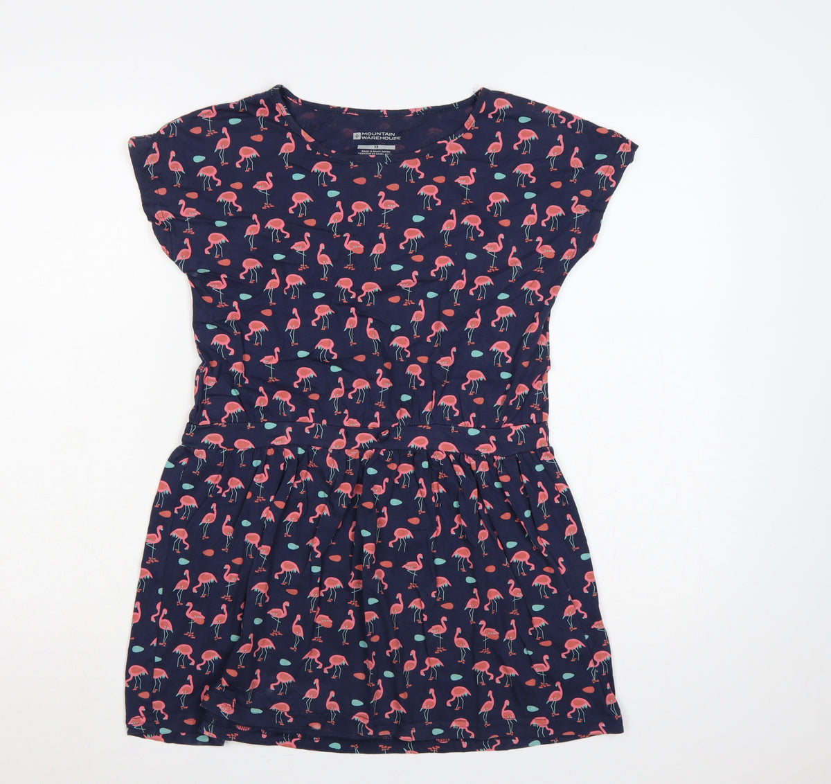 Mountain Warehouse Girls Blue Pink Flamingo Skater Dress Age 13