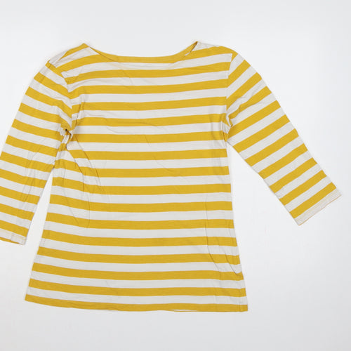 Seasalt Women’s Yellow White Stripe Organic Cotton 3/4 Sleeve Top UK 10
