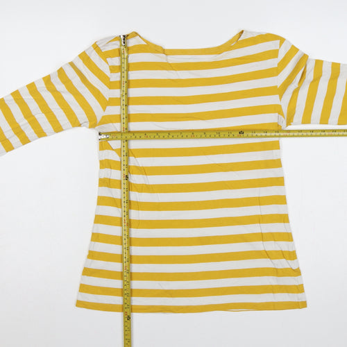 Seasalt Women’s Yellow White Stripe Organic Cotton 3/4 Sleeve Top UK 10