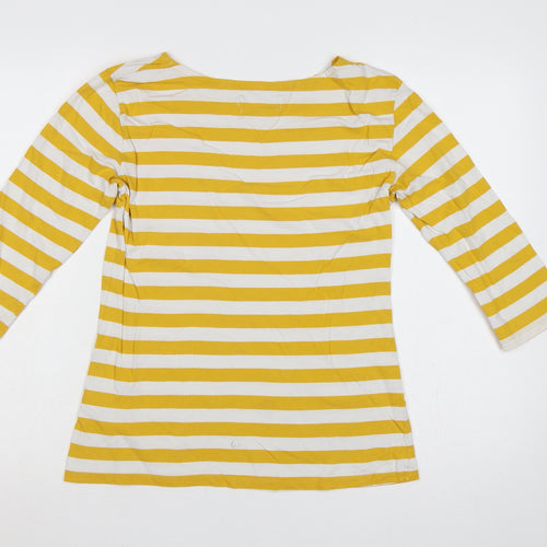 Seasalt Women’s Yellow White Stripe Organic Cotton 3/4 Sleeve Top UK 10
