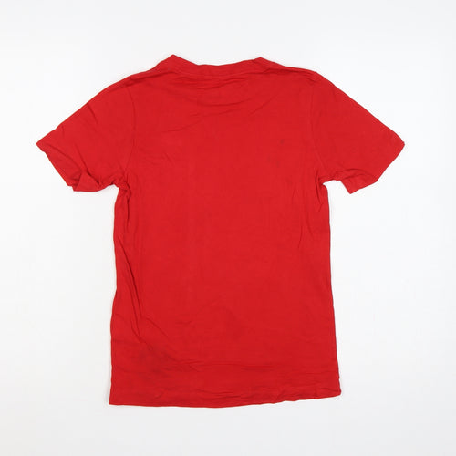 Nike Boys Red S Logo Jersey Short Sleeve Crew Neck T-Shirt