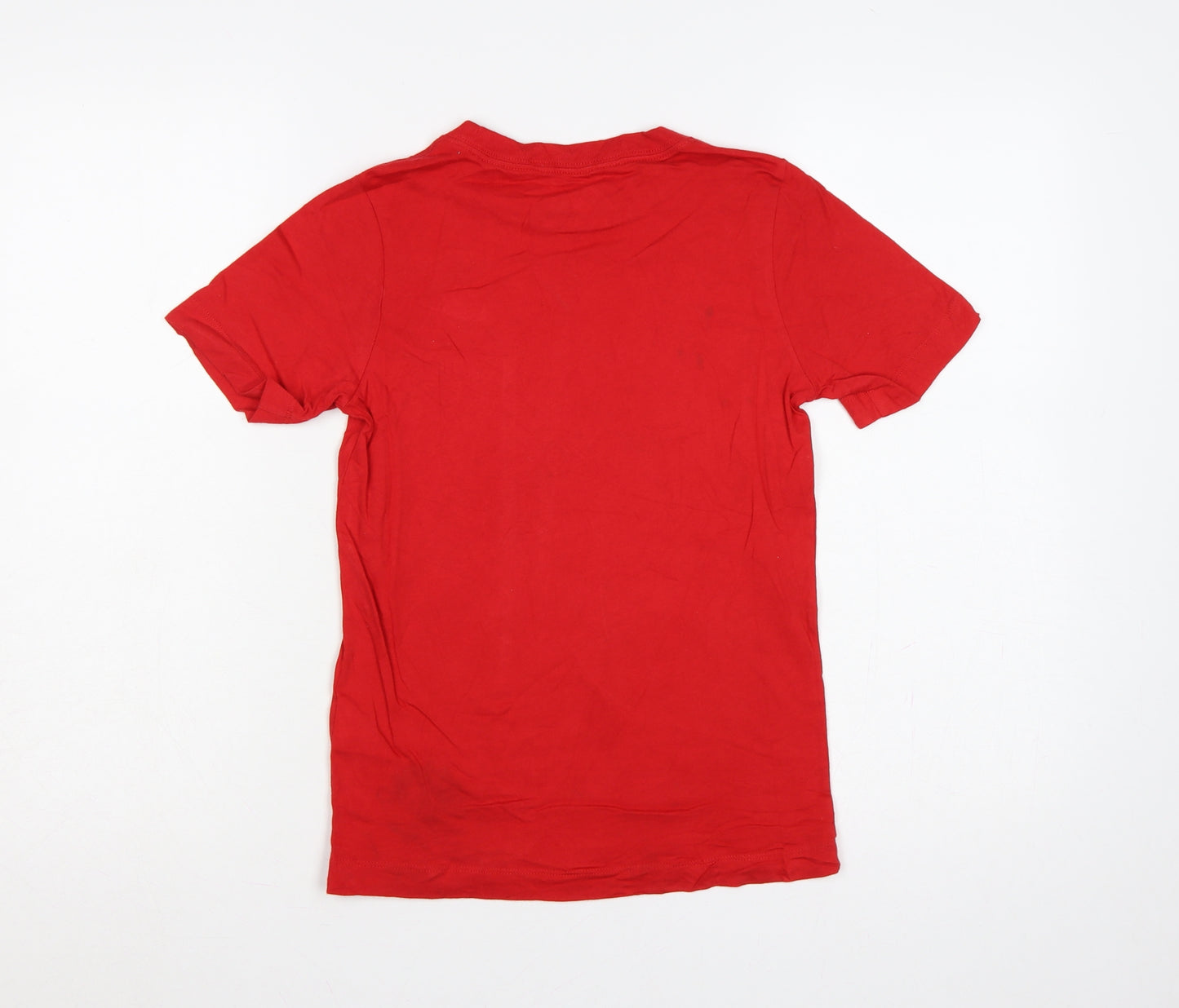 Nike Boys Red S Logo Jersey Short Sleeve Crew Neck T-Shirt