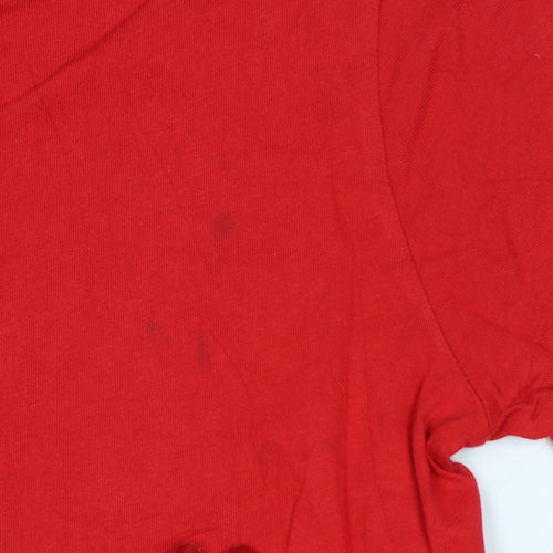 Nike Boys Red S Logo Jersey Short Sleeve Crew Neck T-Shirt