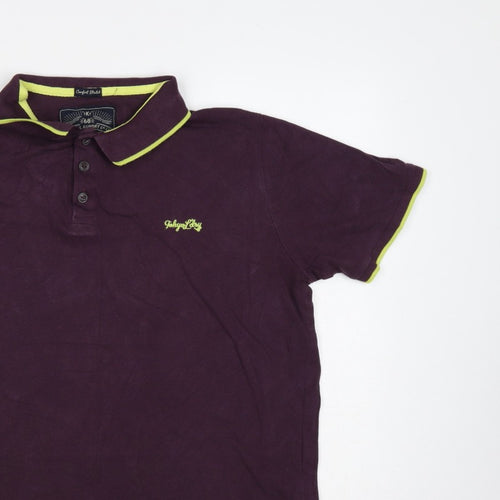 Tokyo Laundry Men’s Purple L Polo Shirt Lime Trim Logo
