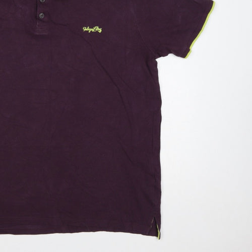 Tokyo Laundry Men’s Purple L Polo Shirt Lime Trim Logo