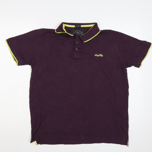 Tokyo Laundry Men’s Purple L Polo Shirt Lime Trim Logo