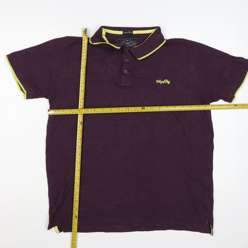Tokyo Laundry Men’s Purple L Polo Shirt Lime Trim Logo