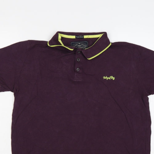 Tokyo Laundry Men’s Purple L Polo Shirt Lime Trim Logo
