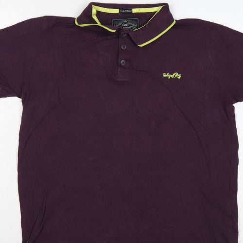 Tokyo Laundry Men’s Purple L Polo Shirt Lime Trim Logo