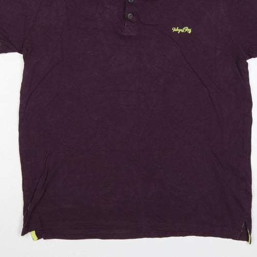 Tokyo Laundry Men’s Purple L Polo Shirt Lime Trim Logo