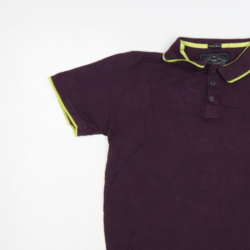 Tokyo Laundry Men’s Purple L Polo Shirt Lime Trim Logo