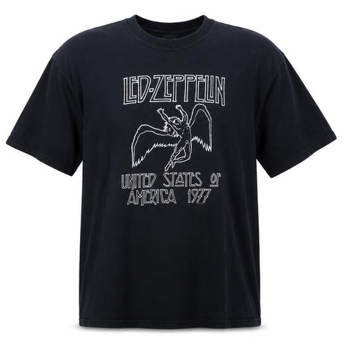 Gildan Men's Black XL Led Zeppelin USA 1977 Heavyweight Graphic T-Shirt
