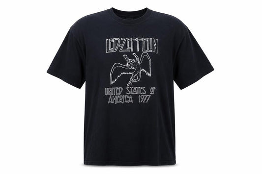 Gildan Men's Black XL Led Zeppelin USA 1977 Heavyweight Graphic T-Shirt