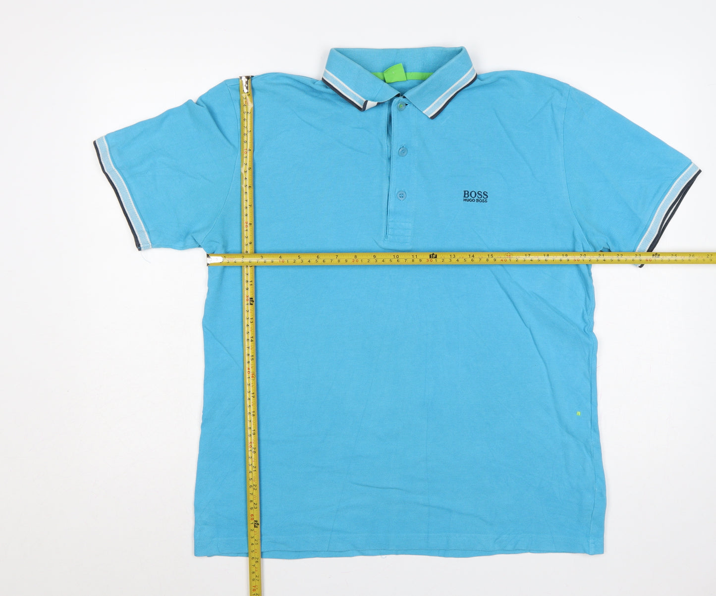 Hugo Boss Mens Blue L Cotton Logo Short Sleeve Polo Shirt