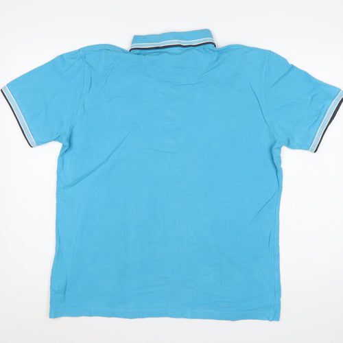 Hugo Boss Mens Blue L Cotton Logo Short Sleeve Polo Shirt