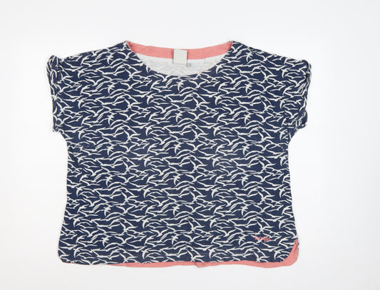 Weird Fish Women’s Navy Bird Print Cotton T-Shirt Size 20