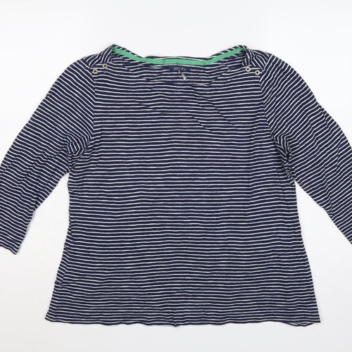 Joules Women Blue White Striped Cotton Tunic Top UK 18 3/4 Sleeve