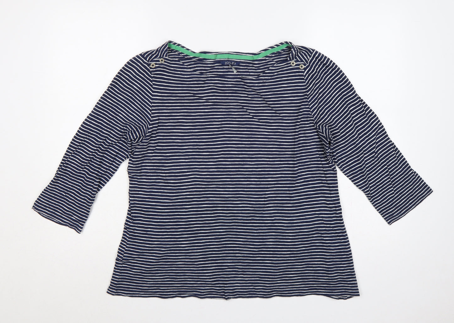 Joules Women Blue White Striped Cotton Tunic Top UK 18 3/4 Sleeve