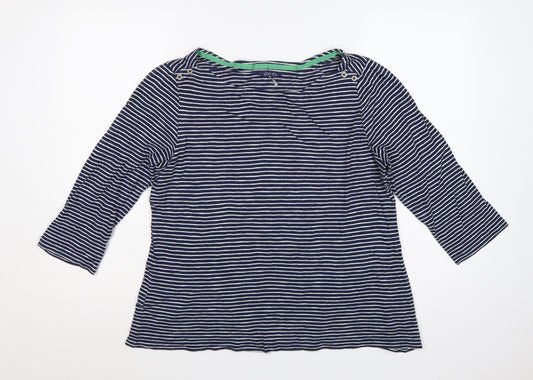 Joules Women Blue White Striped Cotton Tunic Top UK 18 3/4 Sleeve