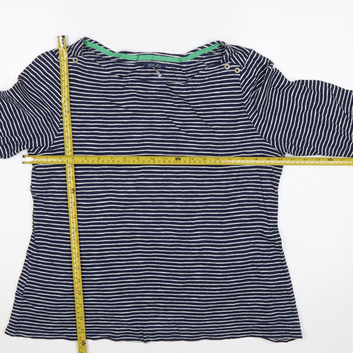 Joules Women Blue White Striped Cotton Tunic Top UK 18 3/4 Sleeve
