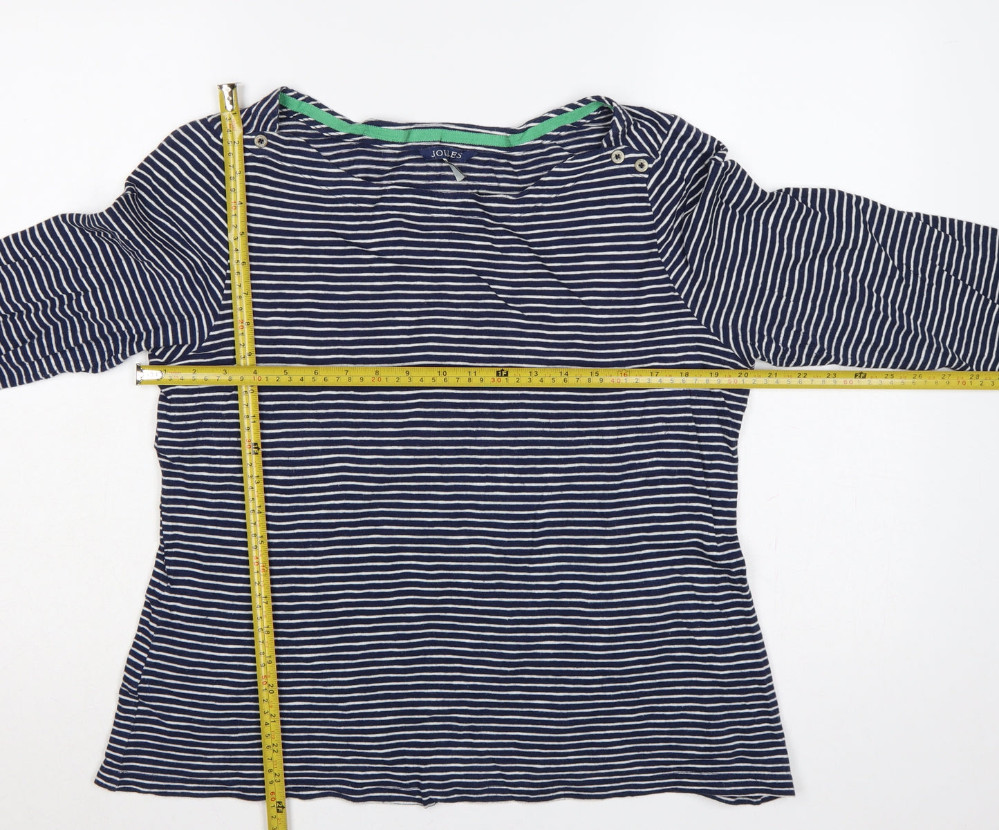 Joules Women Blue White Striped Cotton Tunic Top UK 18 3/4 Sleeve