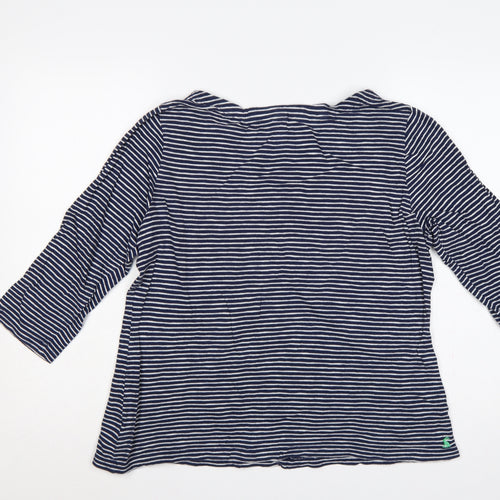 Joules Women Blue White Striped Cotton Tunic Top UK 18 3/4 Sleeve