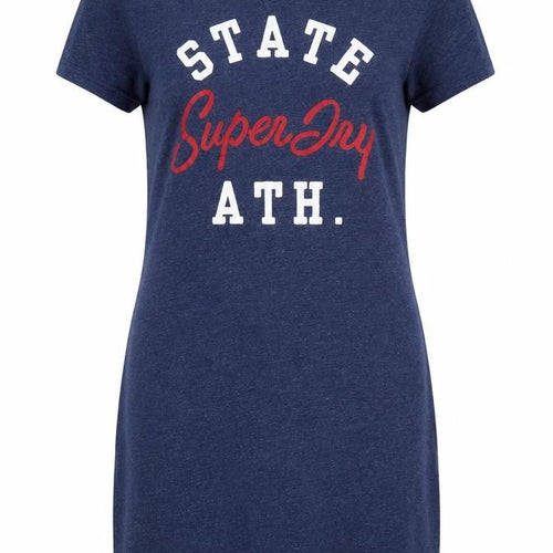 Superdry Women Blue UK 12 T-Shirt Dress Graphic Print Casual