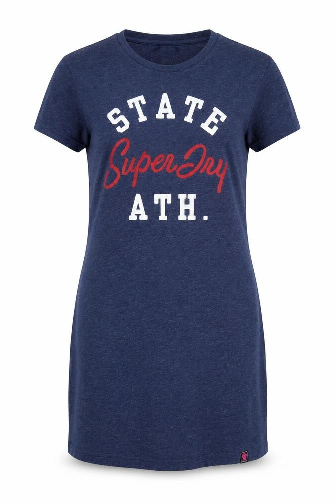 Superdry Women Blue UK 12 T-Shirt Dress Graphic Print Casual