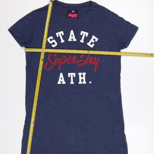 Superdry Women Blue UK 12 T-Shirt Dress Graphic Print Casual