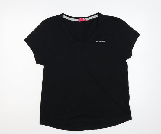 LA Gear Women’s Black UK 20 Basic V-Neck Short Sleeve Jersey T-Shirt