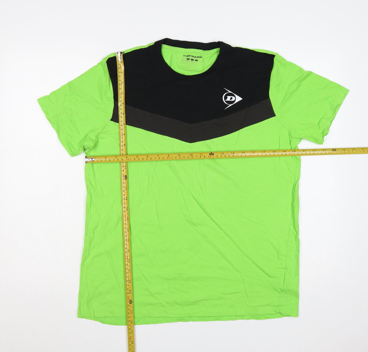 Dunlop Men's Green Black Colourblock Sports T-Shirt S Crew Neck