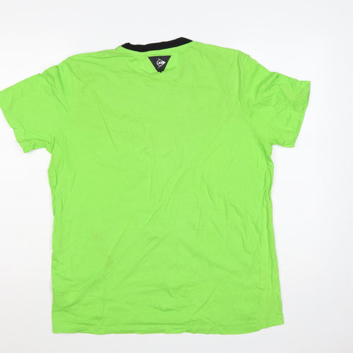 Dunlop Men's Green Black Colourblock Sports T-Shirt S Crew Neck