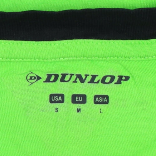 Dunlop Men's Green Black Colourblock Sports T-Shirt S Crew Neck