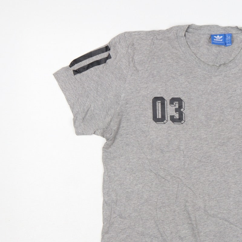 adidas Men Grey L Originals 03 Graphic Logo Crew Neck T-Shirt