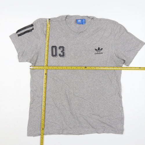 adidas Men Grey L Originals 03 Graphic Logo Crew Neck T-Shirt