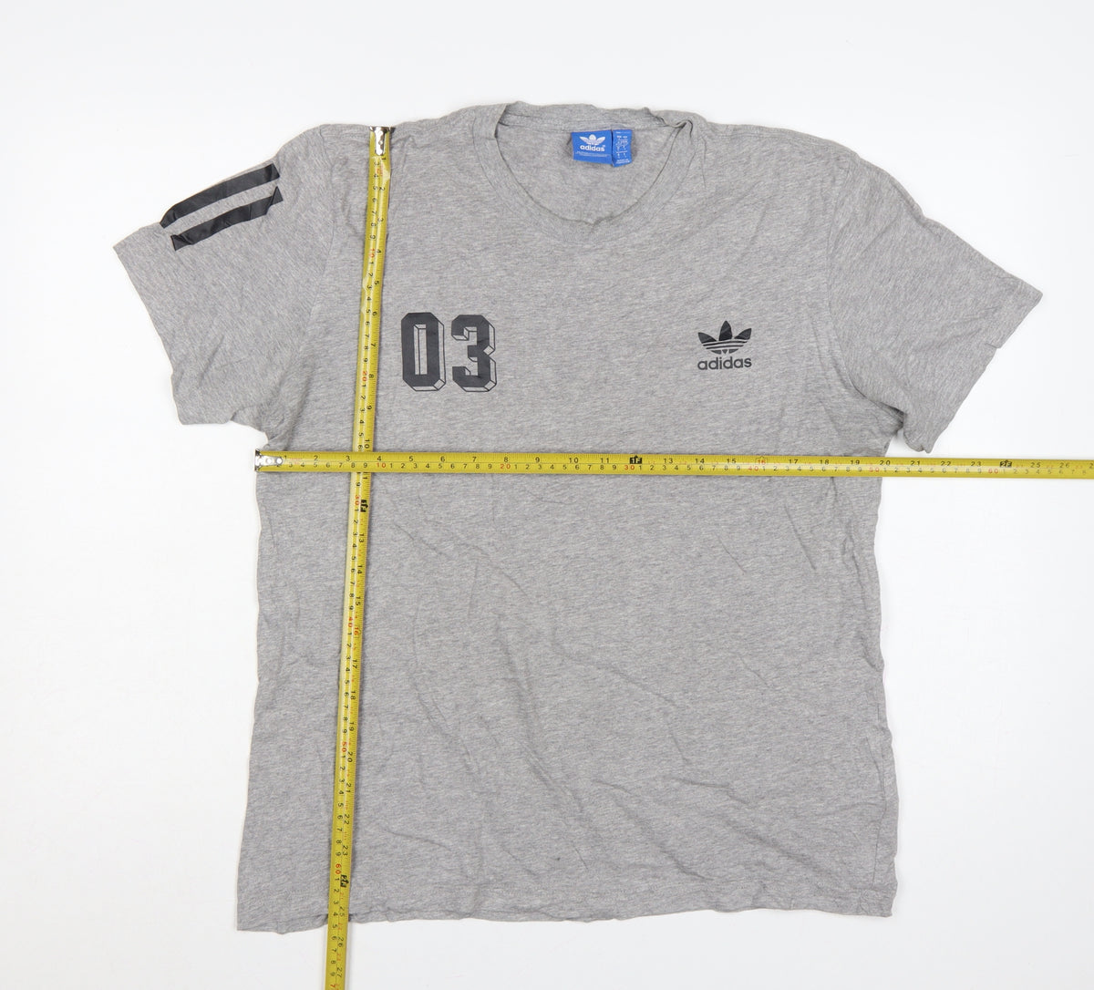 adidas Men Grey L Originals 03 Graphic Logo Crew Neck T-Shirt