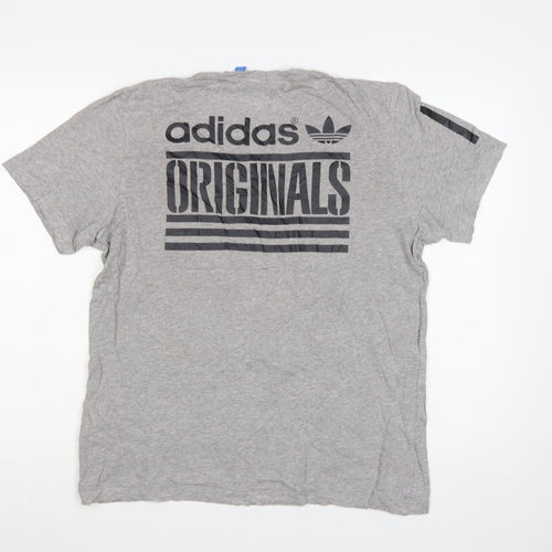 adidas Men Grey L Originals 03 Graphic Logo Crew Neck T-Shirt