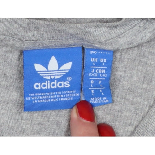 adidas Men Grey L Originals 03 Graphic Logo Crew Neck T-Shirt