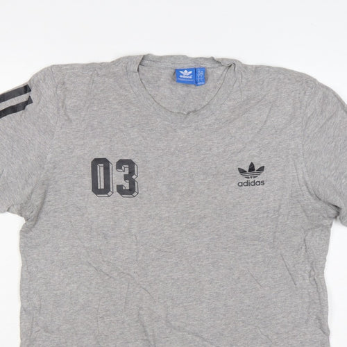 adidas Men Grey L Originals 03 Graphic Logo Crew Neck T-Shirt