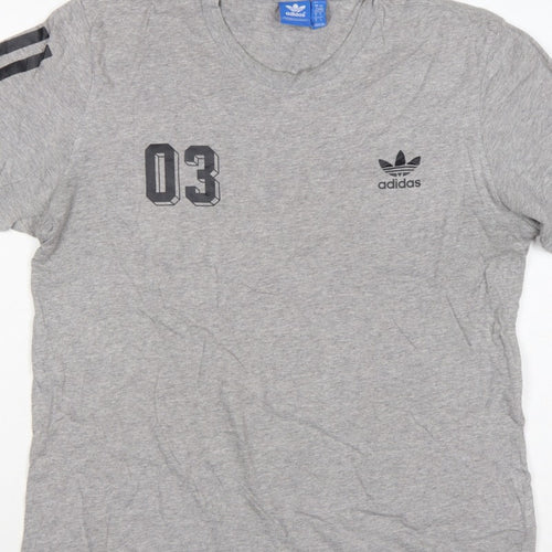 adidas Men Grey L Originals 03 Graphic Logo Crew Neck T-Shirt