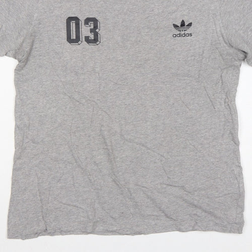 adidas Men Grey L Originals 03 Graphic Logo Crew Neck T-Shirt