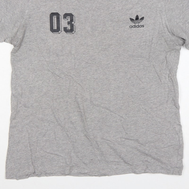 adidas Men Grey L Originals 03 Graphic Logo Crew Neck T-Shirt
