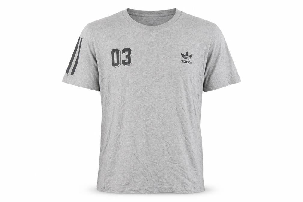 adidas Men Grey L Originals 03 Graphic Logo Crew Neck T-Shirt