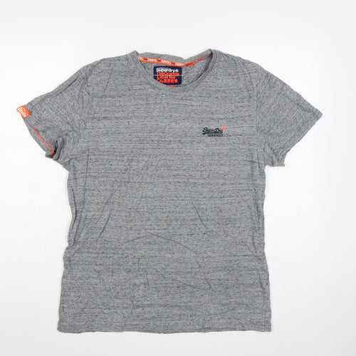 Superdry Men’s Grey L Orange Label Logo Crew Neck T-Shirt
