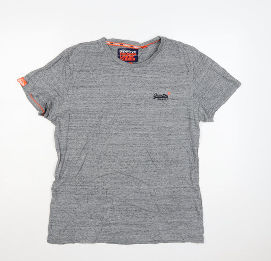 Superdry Men’s Grey L Orange Label Logo Crew Neck T-Shirt